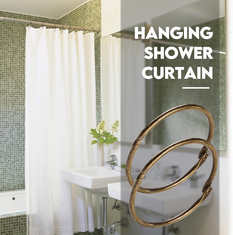 Mafegu 30Pcs Shower Curtain Hooks,Metal Round Shower Curtain Hooks Roman Rings Rustproof Decorative Shower Curtain Rings (Metal, Bronze) - Image 5
